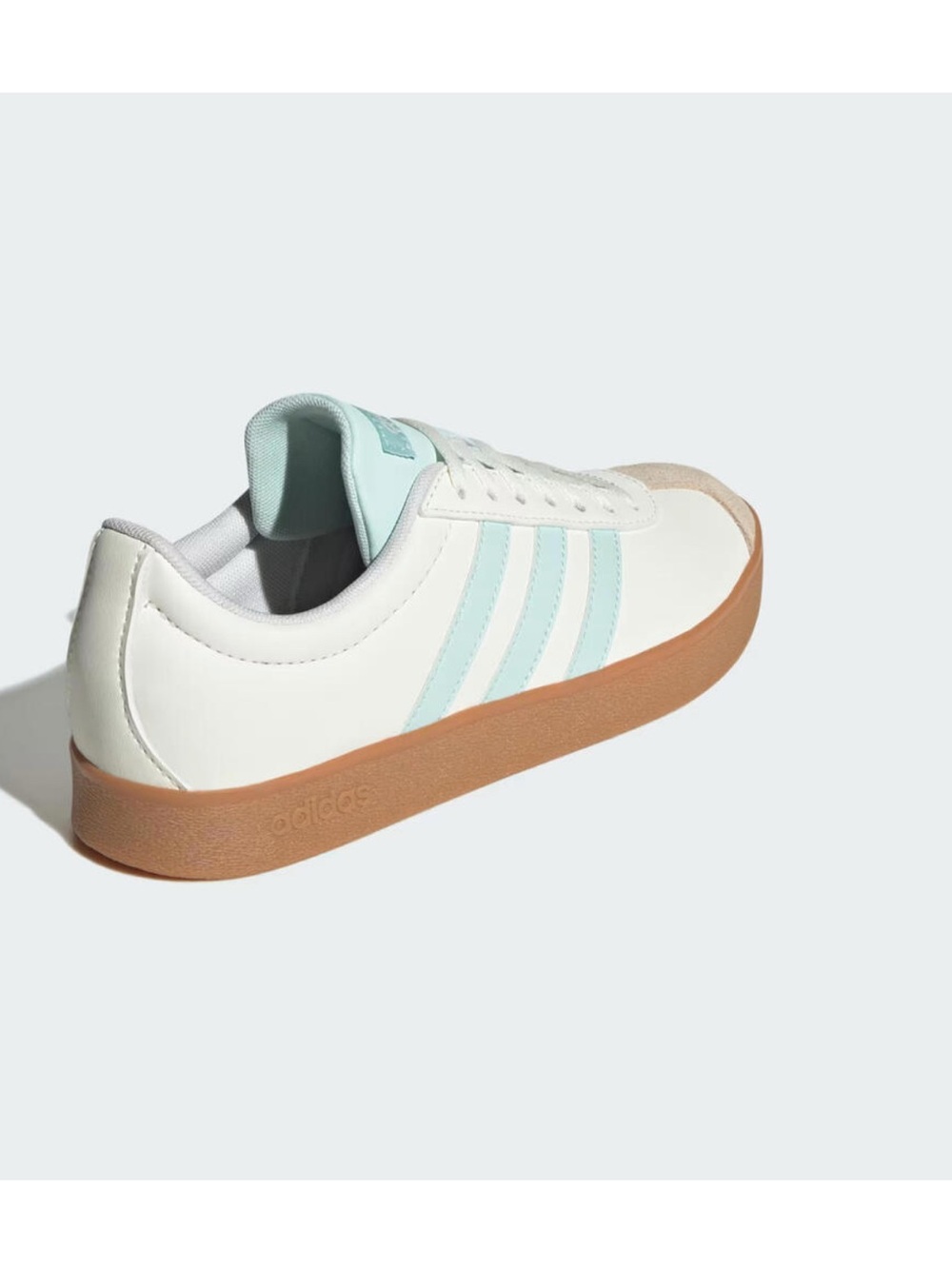 Adidas Women's VL Court Base White turquoise with Gum Sole Sneakers (7.5) - Picture 5 of 9